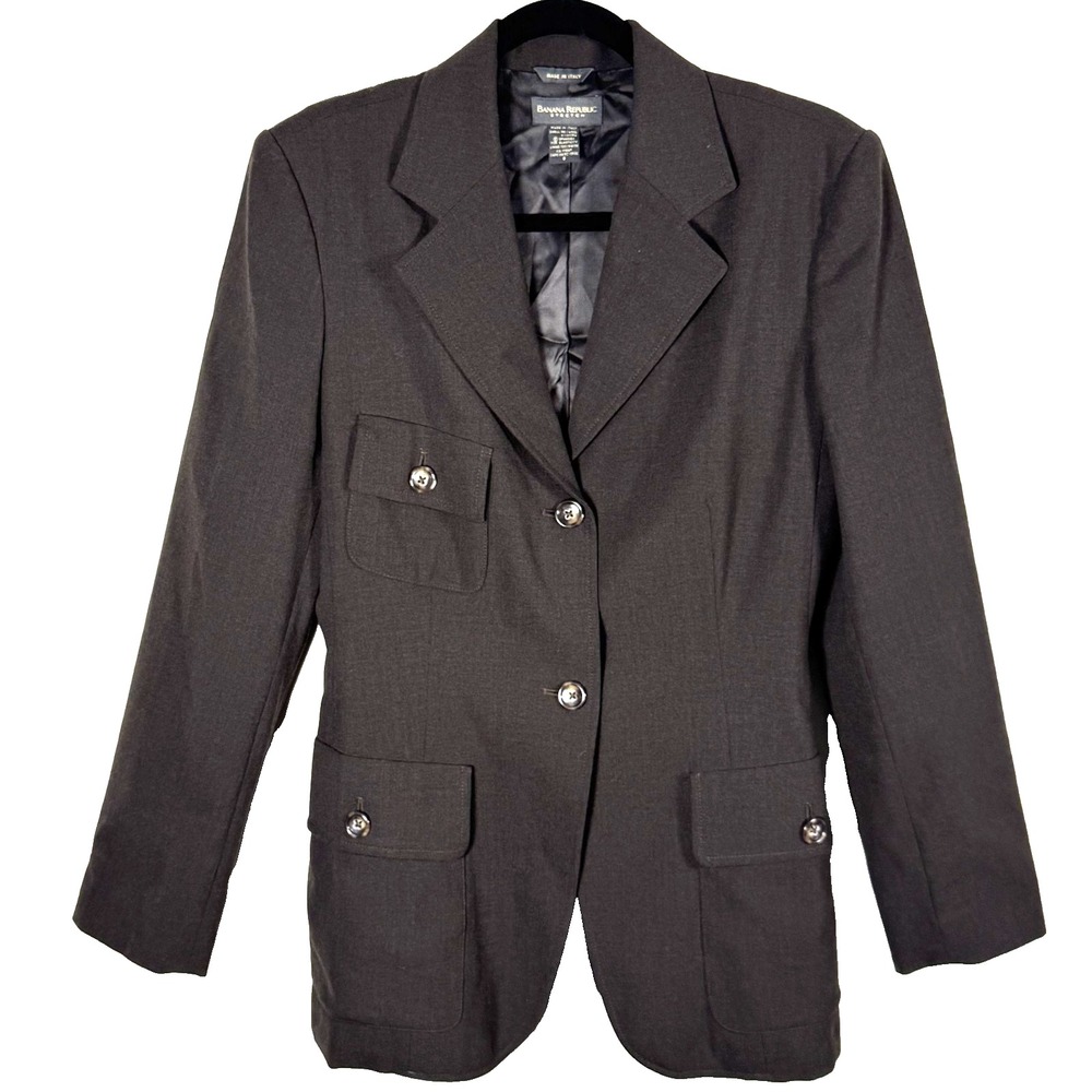 Vtg Banana Republic Women's Wool Blazer Made in Italy Brown Size 8